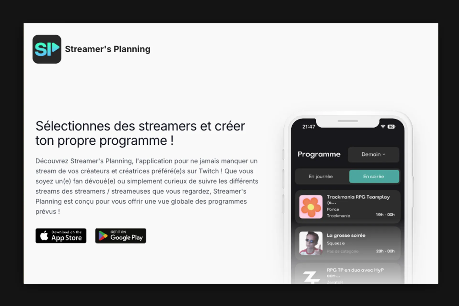 Streamers planning website